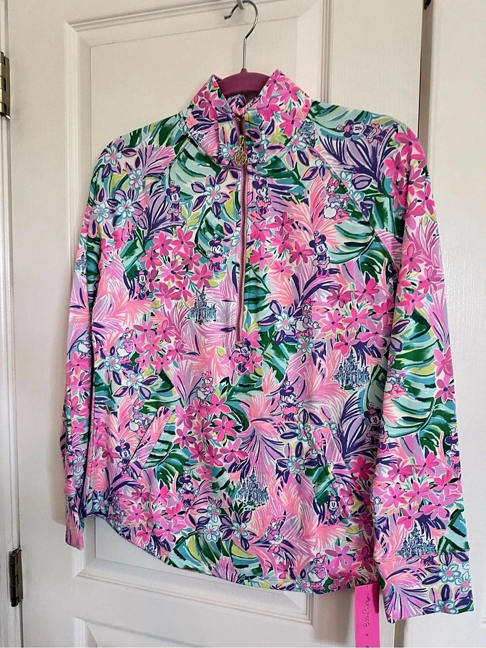 Lilly Pulitzer Loves Disney Dreamin Floral Skipper Sweater Jacket Pink Small NWT
